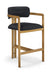 Aurum - Vegan Leather Upholstered Counter Stool With Brushed Brass Base - Simple Home Plus