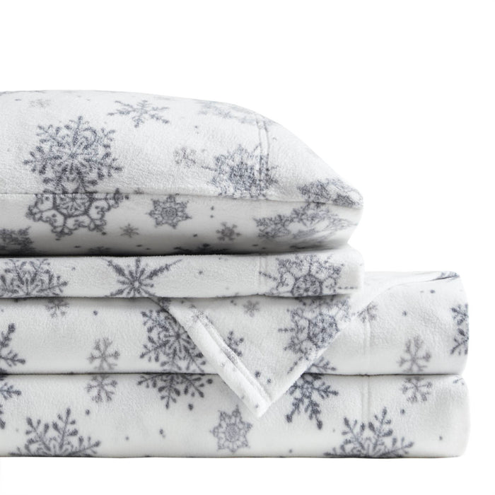 Micro Fleece - Sheet Set - Gray Snowflake - Simple Home Plus