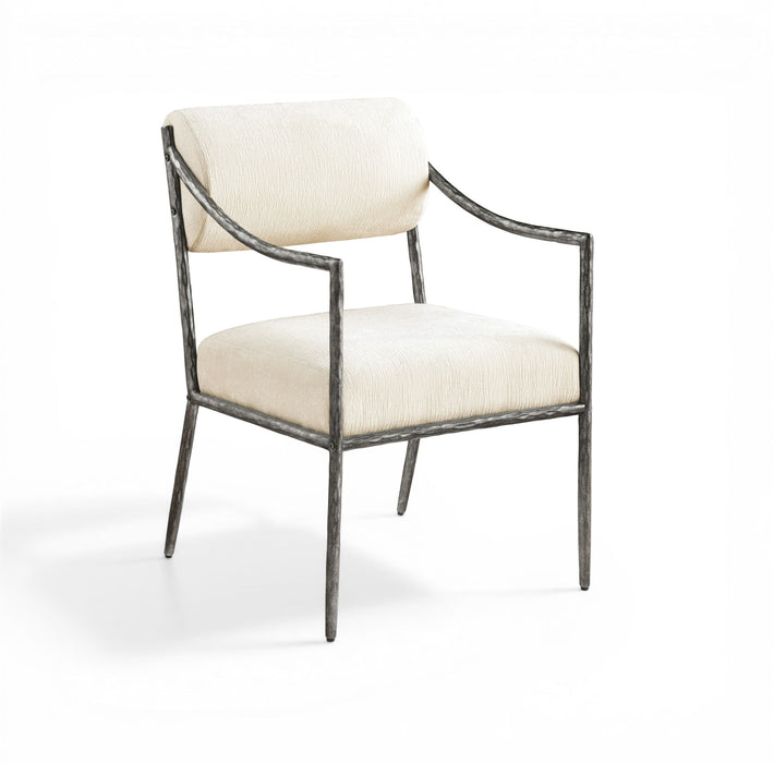 Bastille - Upholstered Dining Arm Chair (Set of 2) - Silver Frame - Simple Home Plus