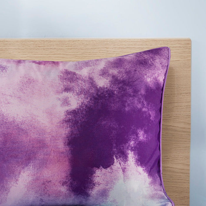 Cassiopeia - Twin Watercolor Tie Dye Printed Comforter Set With Throw Pillow - Lavender - Simple Home Plus