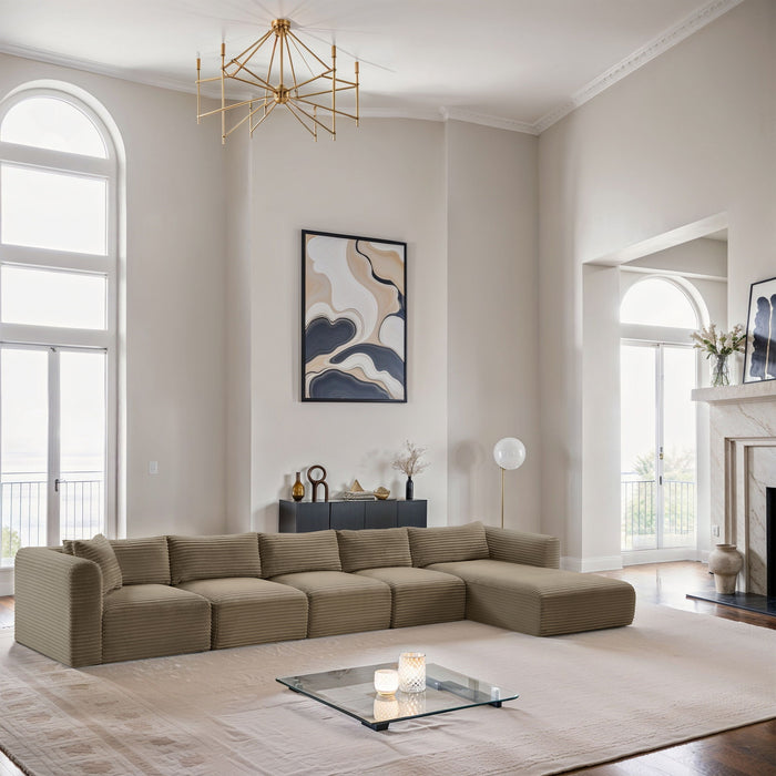 Shaggy - Fabric 5 Piece Modular Sectional With Chaise - Simple Home Plus
