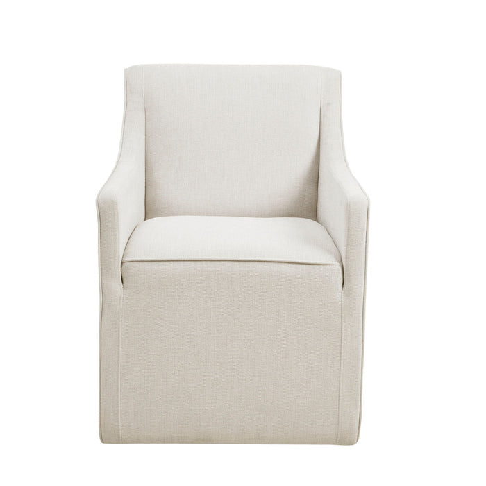 Charlotte - Slipcover Dining Arm Chair With Casters - Cream - Simple Home Plus
