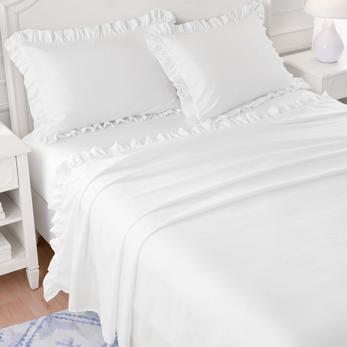 Microfiber Ruffle - King Sheets - Bright White