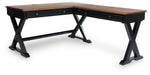 Wildenauer - 4 Pc. - Home Office Desk And Return, Swivel Desk Chair, Bookcase - Brown / Black - Simple Home Plus