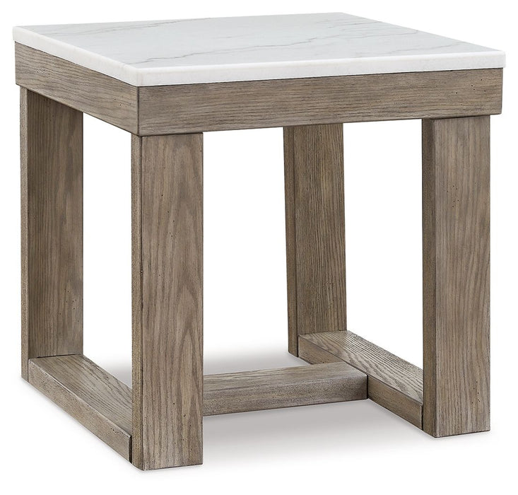 Loyaska - Brown / Ivory - Square End Table - Simple Home Plus