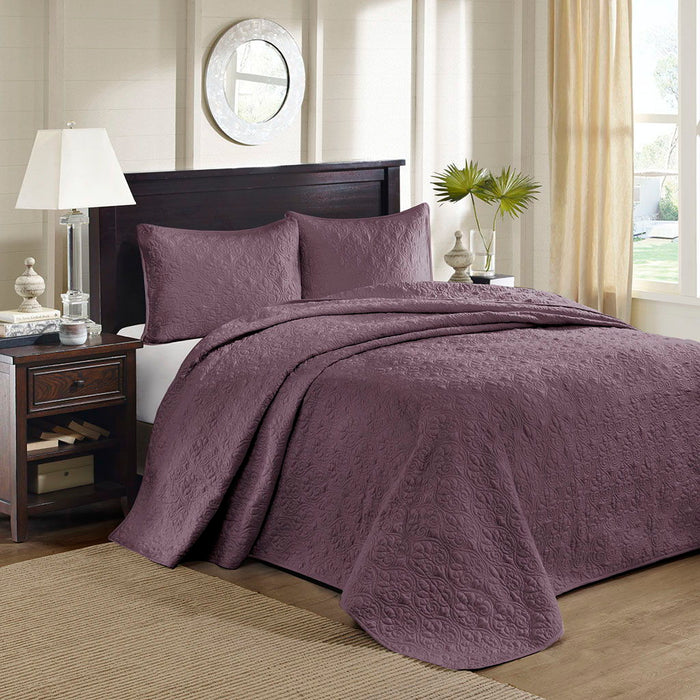 Quebec - King Reversible Bedspread Set - Purple - Simple Home Plus