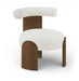 Calder - Linen Textured Fabric Upholstered Accent Chair - Painted Brown Base - Simple Home Plus