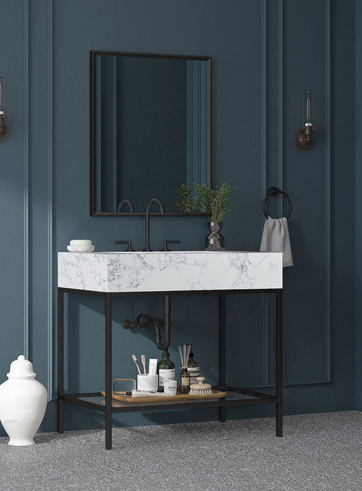 Marmo - Engineered Marble Bathroom Vanity With Black Base - Simple Home Plus