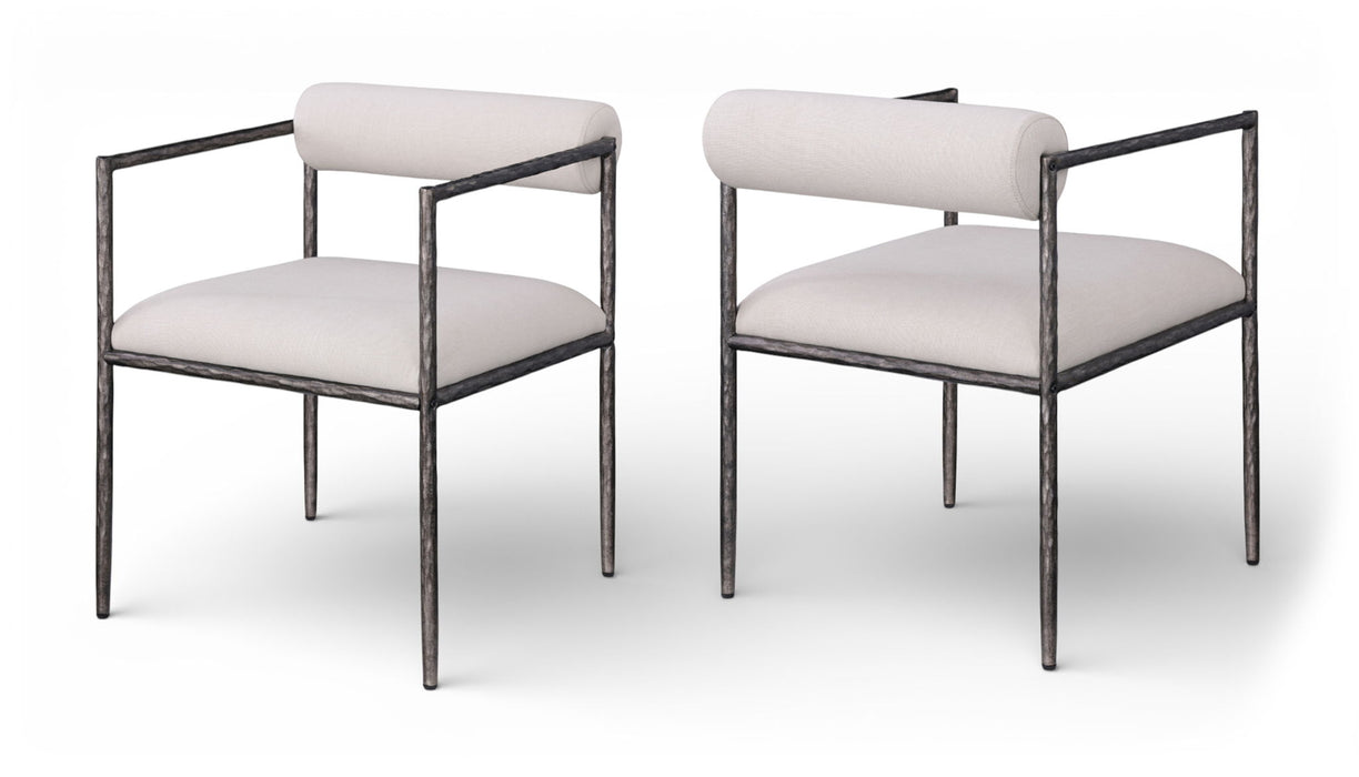 Axis - Linen Textured Beige Fabric Upholstered Dining Chair (Set of 2) - Simple Home Plus