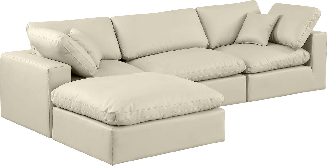Comfy - 4 Piece Faux Leather Modular Sectional With Chaise - Simple Home Plus