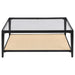 Amherst - Glass Top Metal with Cane Shelf Table - Simple Home Plus