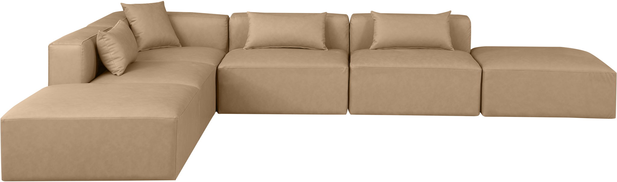 Cube - 6 Piece Modular Corner Armless Sectional - Tan - Simple Home Plus