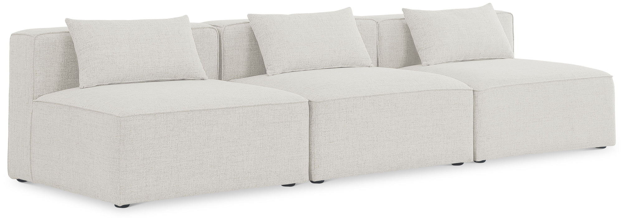 Cube - Linen Modular 3 Seat Armless Sofa - Simple Home Plus