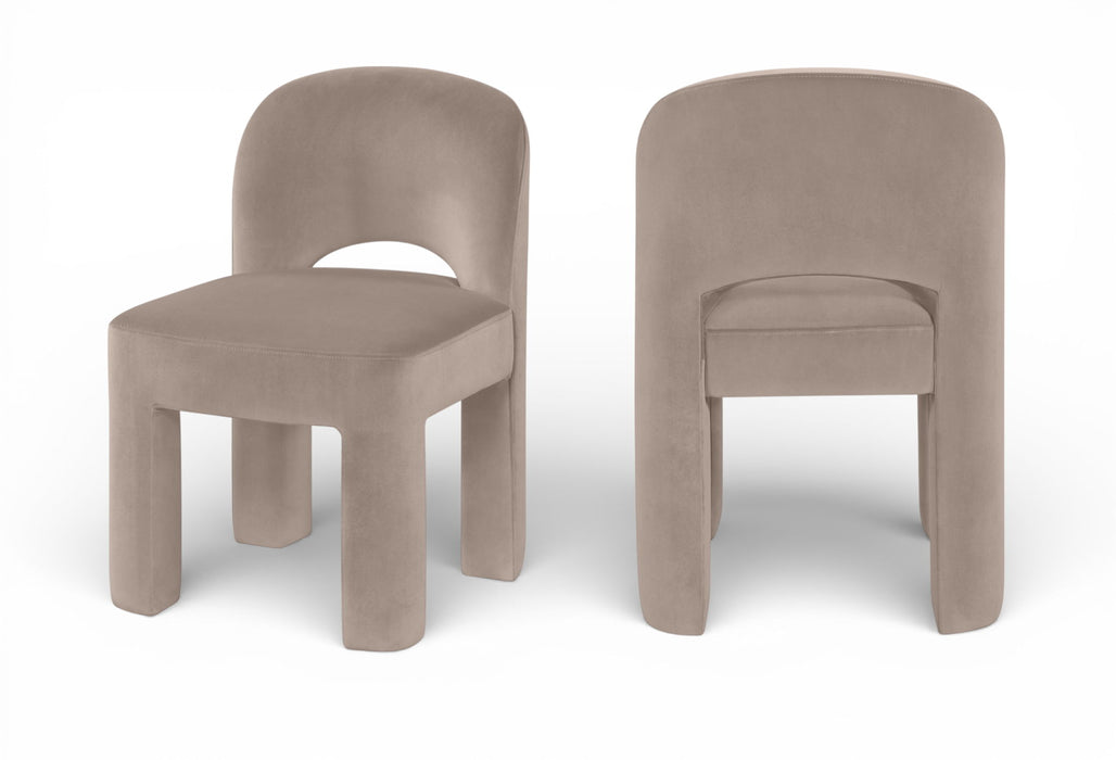 Celine - Velvet Performance Fabric Upholstered Dining Chair (Set of 2) - Taupe - Simple Home Plus