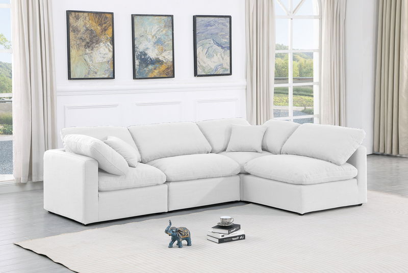Indulge - Linen 4 Piece Modular Sectional - White