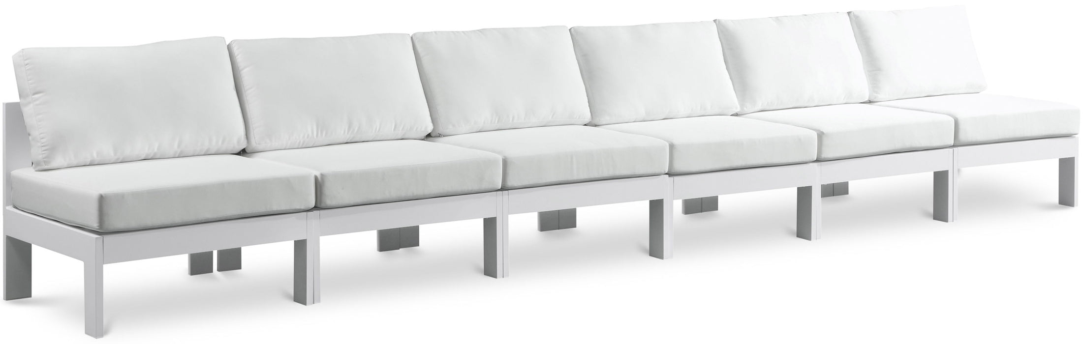 Nizuc - Outdoor Patio 6 Seat Armless Modular Sofa With White Frame - Simple Home Plus