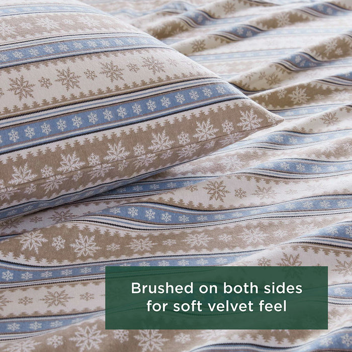Flannel - 3 Piece Twin Sheet Set - Blue Snowflake - Simple Home Plus