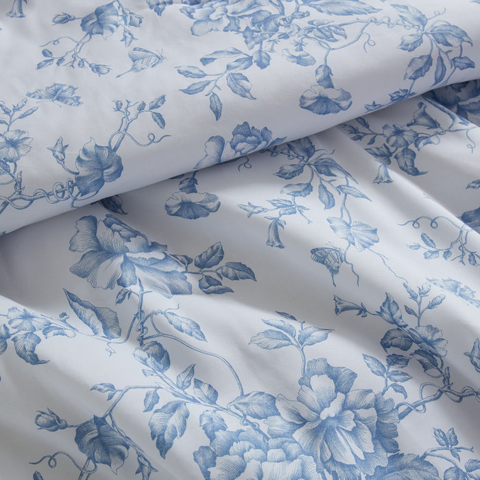 Adele - Full/Queen 5 Pieces Comforter Set With Decorative Pillows - Blue - Simple Home Plus