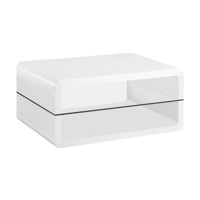 Elana - 1-Shelf Rectangular Coffee Table - White High Gloss - Simple Home Plus