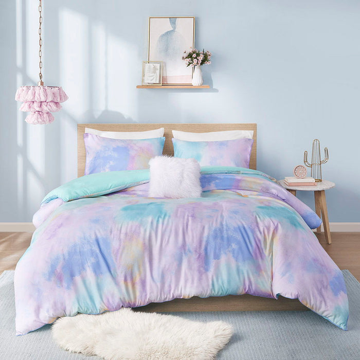 Cassiopeia - Watercolor Tie Dye Printed Duvet Cover Set - Aqua - Simple Home Plus