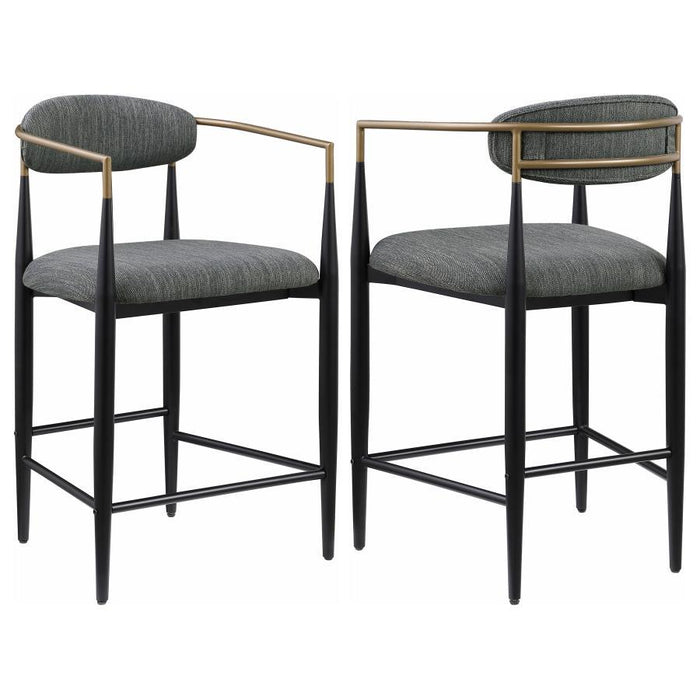 Tina - Metal Counter Height Bar Stool With Upholstered Back And Seat (Set of 2) - Simple Home Plus