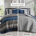 Boulder Stripe - Full/Queen Pieced Comforter Set - Blue - Simple Home Plus