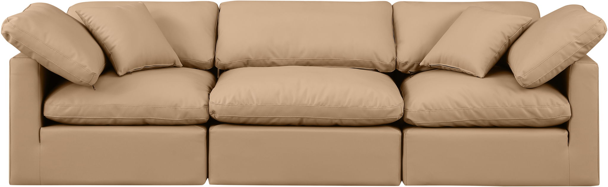 Indulge - Faux Leather 3 Piece Modular Sofa - Tan - Simple Home Plus