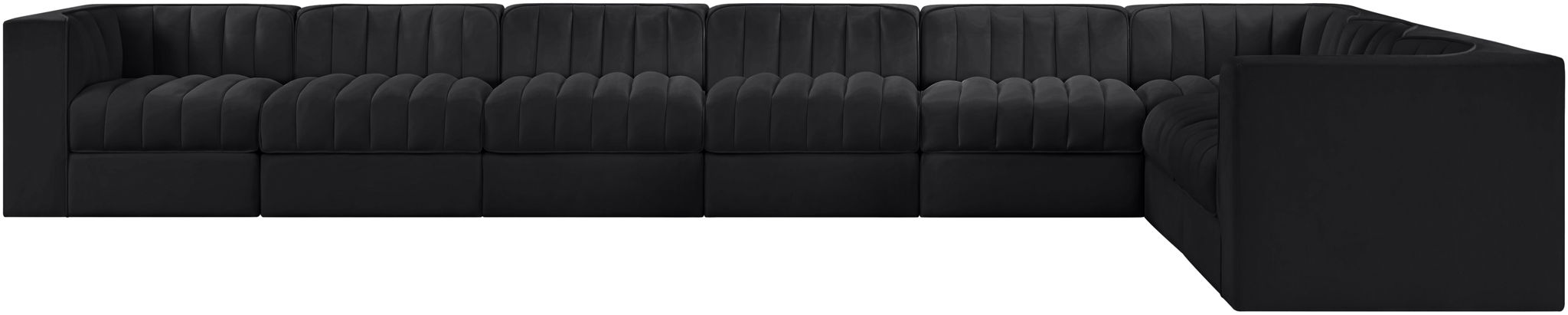 Rummi - Velvet Performance Fabric Upholstered 8 Piece Modular Sectional (With 3 Corner Chairs) - Simple Home Plus