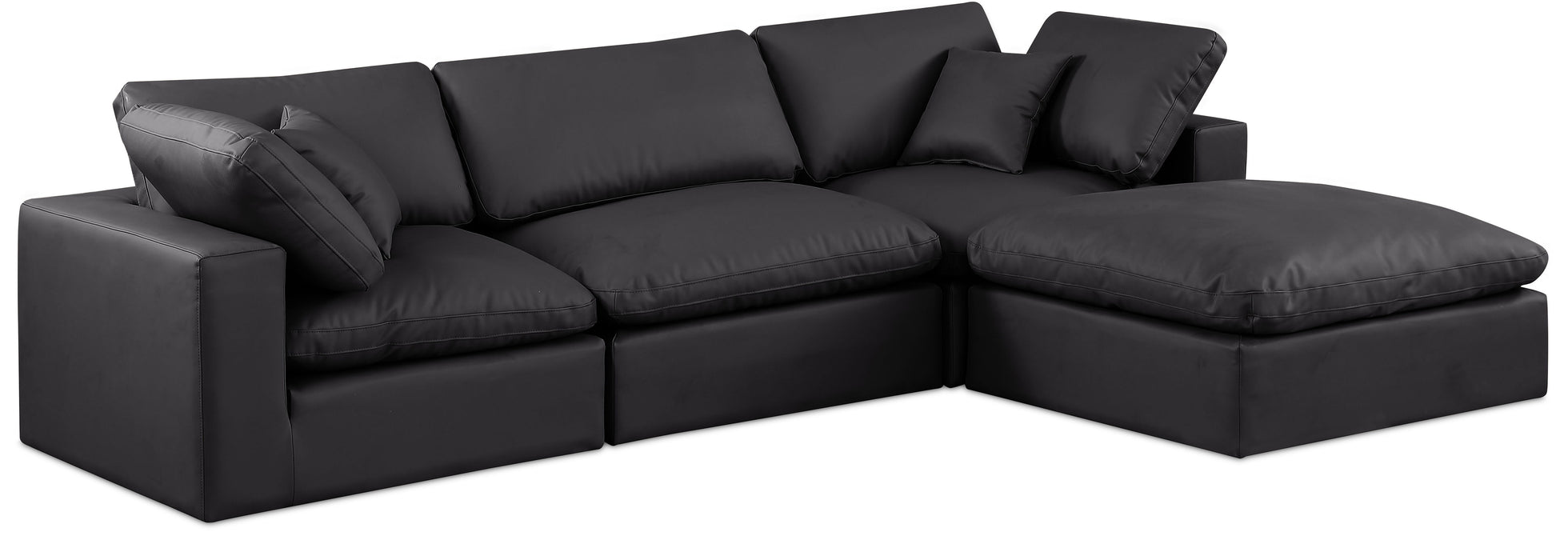 Comfy - 4 Piece Faux Leather Modular Sectional With Chaise - Simple Home Plus