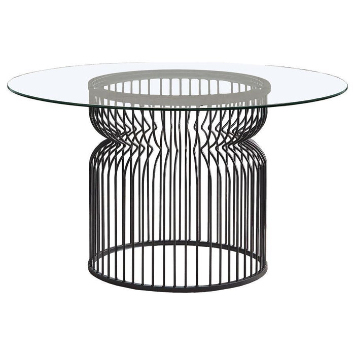 Granvia - Round Glass Top Metal Dining Table - Gunmetal - Simple Home Plus