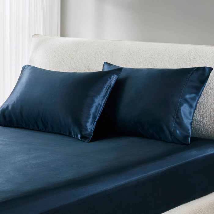 Satin - Standard Luxury Pillowcases (Set of 2) - Midnight Blue - Simple Home Plus