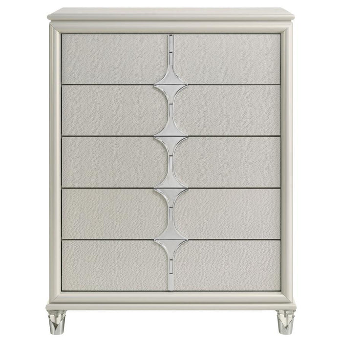 Olivia - 5-Drawer Bedroom Chest Of Drawers - Pearl White - Simple Home Plus