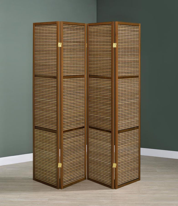 Browning - 4-Panel Bamboo Room Divider Folding Screen - Walnut - Simple Home Plus