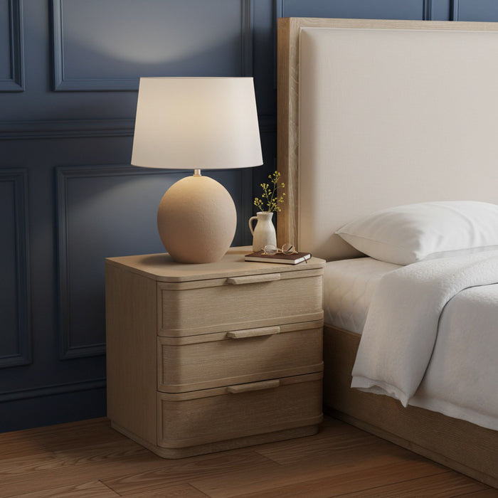 Tiberio - Oak Veneer And Solid Wood Nightstand - Simple Home Plus