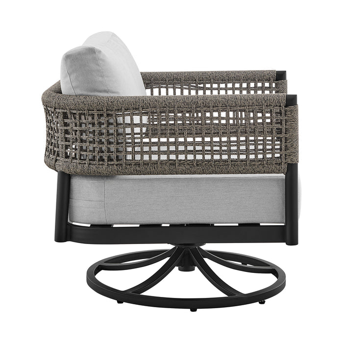 Alegria - Outdoor Patio Swivel Rocking Chair With Cushions - Black / Gray - Simple Home Plus