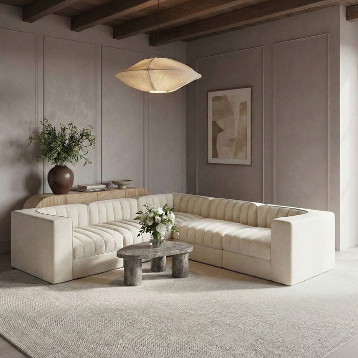 Rummi - Velvet Performance Fabric Upholstered 5 Piece Modular Sectional - Simple Home Plus