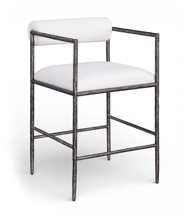 Axis - Linen Textured Cream Fabric Upholstered Counter Stool (Set of 2) - Simple Home Plus