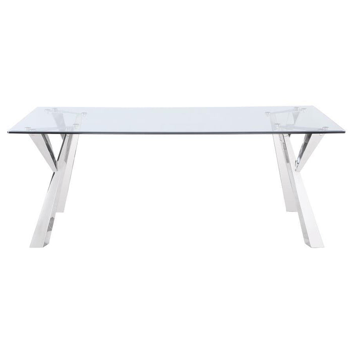 Alaia - Rectangular Glass Top Dining Table - Chrome - Simple Home Plus