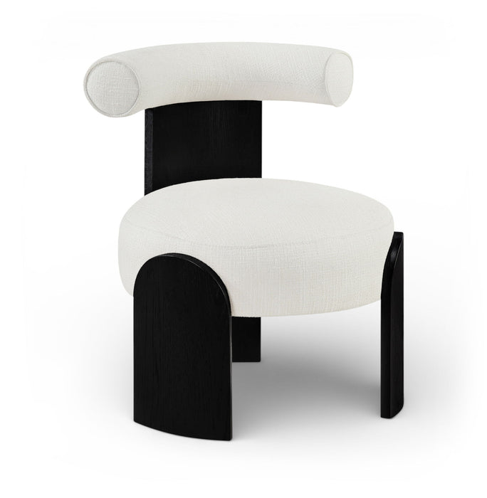 Calder - Linen Textured Fabric Upholstered Accent Chair - Painted Black Base - Simple Home Plus