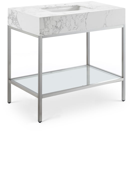 Marmo - Engineered Marble Bathroom Vanity With Chrome Base - Simple Home Plus
