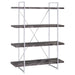 Grimma - 4-Shelf Bookshelf - Rustic Gray And Chrome - Simple Home Plus