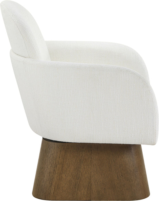 Marlowe - Linen Textured Fabric Upholstered Swivel Accent Chair - Stained Brown - Simple Home Plus