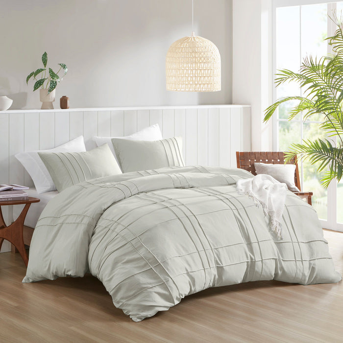 Porter - Full Soft Washed Pleated Duvet Cover Set - Silver - Simple Home Plus
