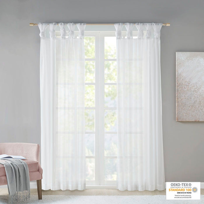 Ceres - 84" Twist Tab Voile Sheer Window Pair - White - Simple Home Plus