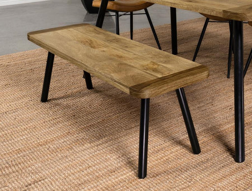 Maverick - Wood Dining Bench - Natural Mango And Black - Simple Home Plus