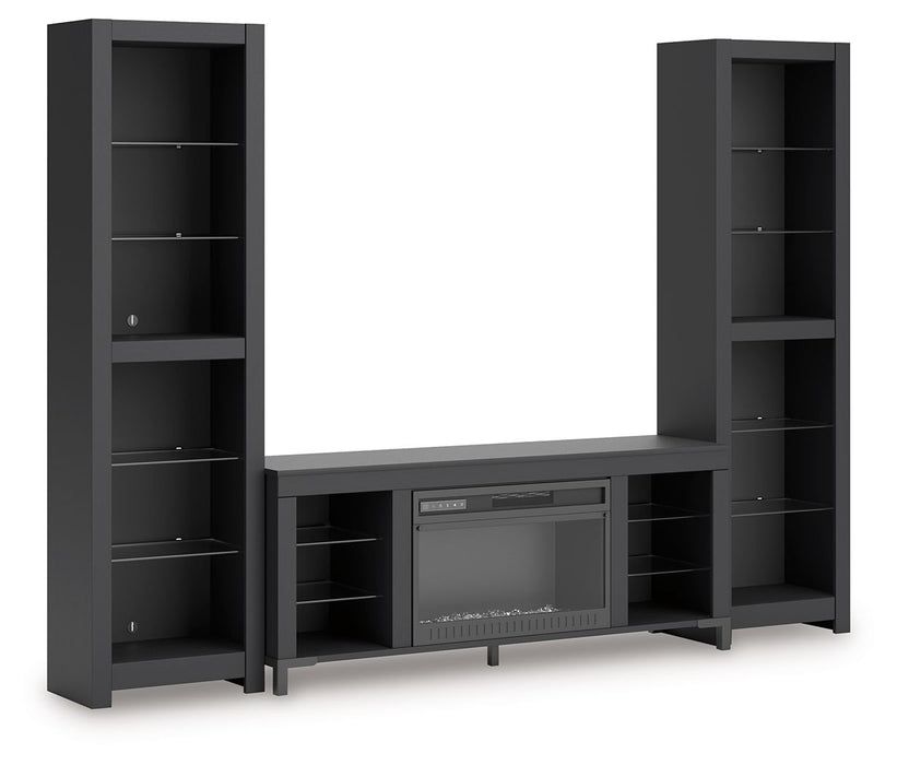 Cayberry - Black - 3-Piece Entertainment Center With Electric Fireplace - Simple Home Plus