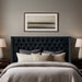 Amelia - Upholstered Wingback Headboard With Button Tufting & Nailhead Trim Velvet - Black - Simple Home Plus