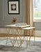 Bette - 2 Piece Marble Top Nesting Table Set - White And Gold - Simple Home Plus