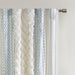 Imani - Cotton Printed Curtain Panel With Chenille Stripe and Lining - White / Navy - Simple Home Plus