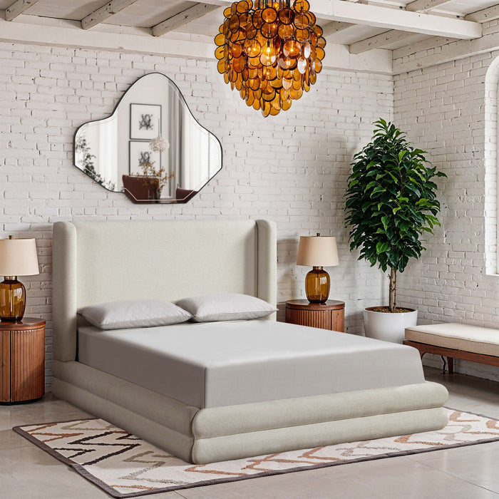 Chandra - Linen Textured Fabric Upholstered Bed - Simple Home Plus